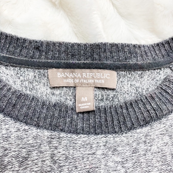 Banana Republic Zip Marled Gray Crewneck Sweater - Picture 5 of 7